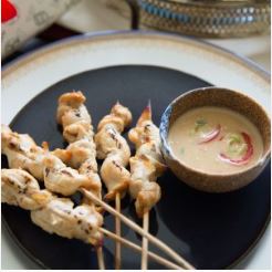 LEMONGRASS CHICKEN SATAY WITH PEANUT BUTTER DIPPING SAUCE